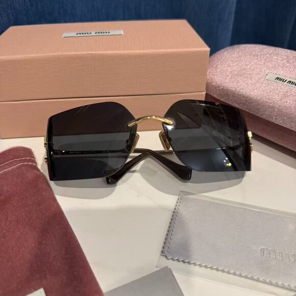 Miu Miu Black Shield Sunnies Gold Accent Trendy It Girl Style main image 5
